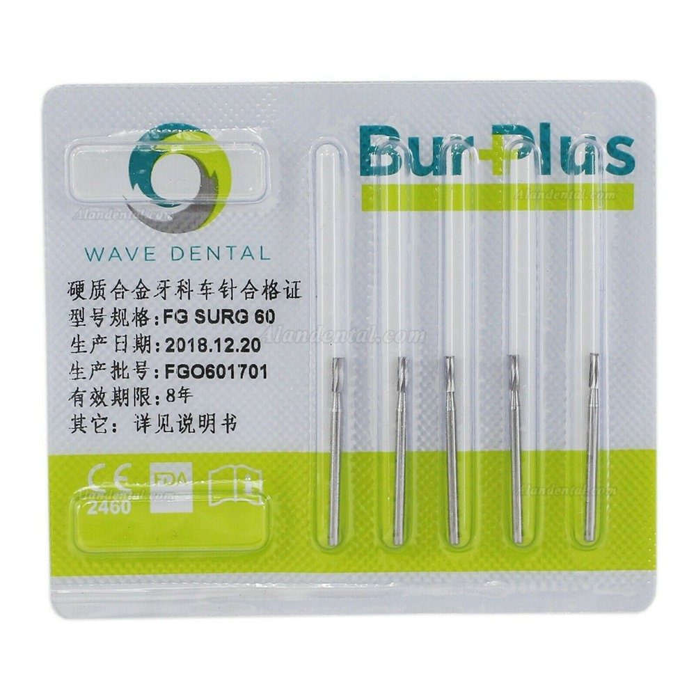 10Pcs FG Surgical Length 60 Burs Dental Friction Grip Straight Fissure Head (cylindrical) Carbide Bur